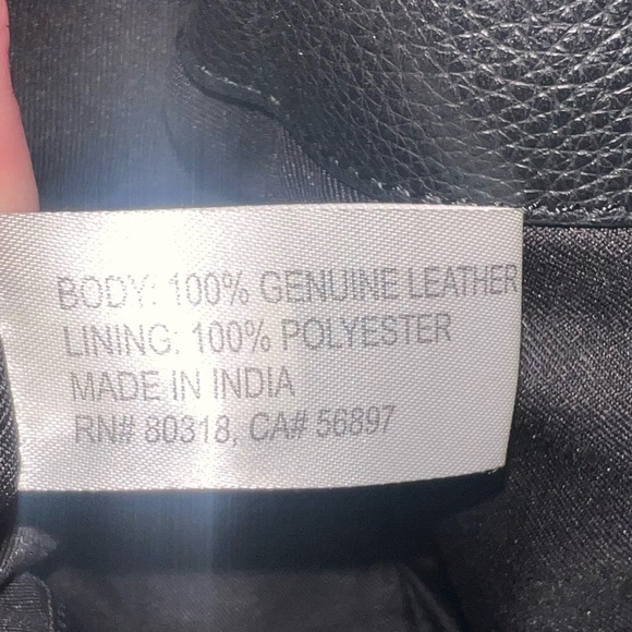 Like New Lucky Brand Azbi Genuine Leather Shoulder Bag Tote Elegant Navy Black - Picture 11 of 14